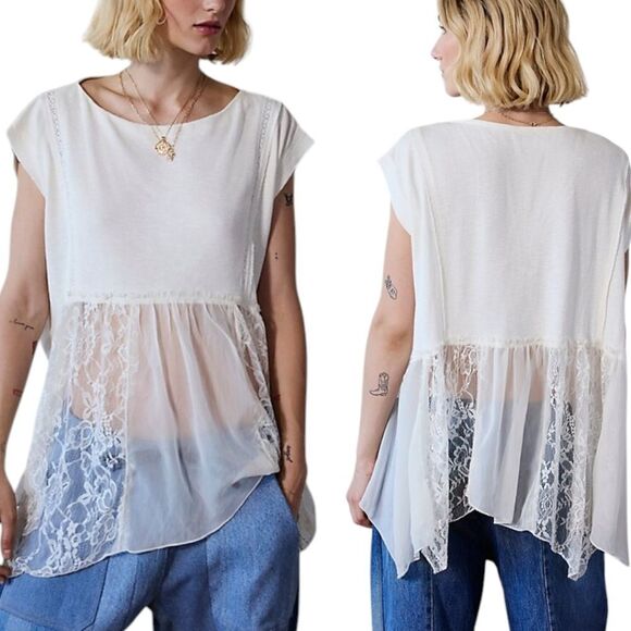 NWT Kimchi Blue white Dream Within A Dream lace cotton Top size M - Picture 1 of 6
